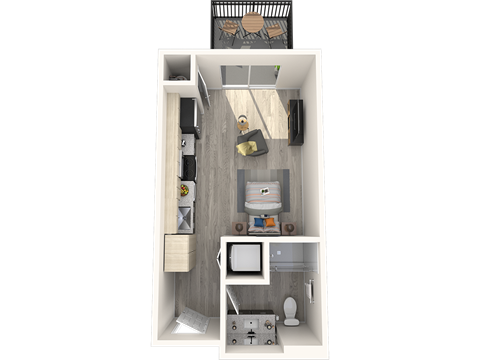 Floor plan for studio, 1 bath, 321 sqft